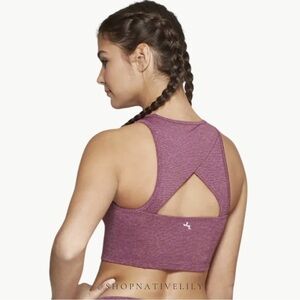 JoyLab Women’s Performance Long Line Mini Striped Sports Bra Sz Small, Purple